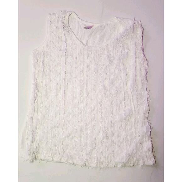 VNT lisa and me Women's XL white Sequence Boho Artsy textured sleeveless blouse - Picture 11 of 13